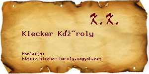 Klecker Károly névjegykártya