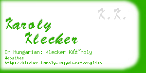 karoly klecker business card